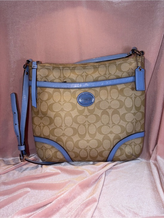 Coach Handbags - Authentic Coach Peyton File Crossbody | Khaki / Cornflower Blue Leather | F18926